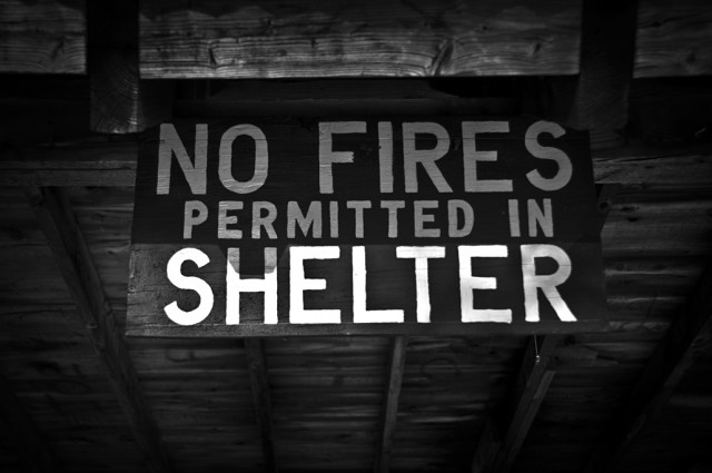 No Fires Permitted in Shelter