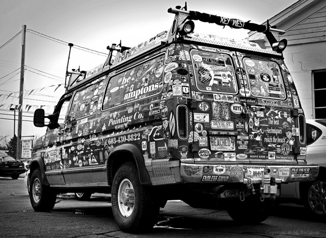 Bumper Stickers on a Van; Hampton Beach, NH