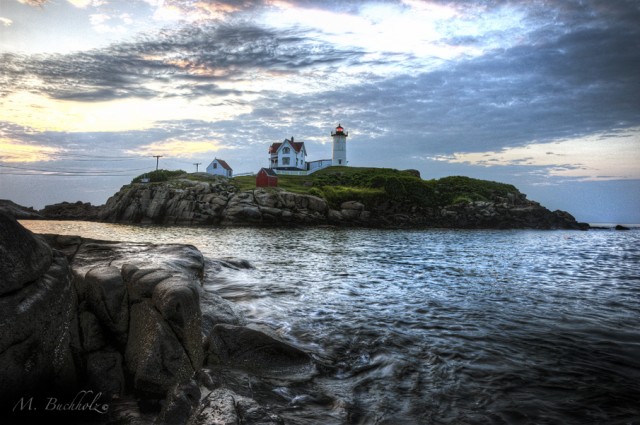 Nubble Point Lighthouse at Sunrise; York, Maine