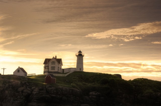 Nubble Point Lighthouse at Sunrise; York, Maine
