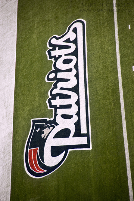 Patriots Logo; End-Zone, Gillette Stadium, Foxborough (Foxboro), Massachusetts