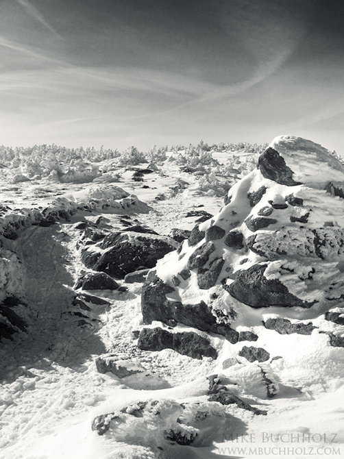 Cairn, Mt. Pierce Summit, Winter; Crawford Path, White Mountains, NH
