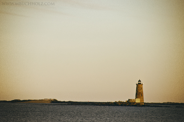 Whaleback Ledge Lighthouse at Dusk; Cape Neddick, Maine