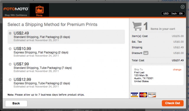 Step 5: Select shipping method and click Check Out