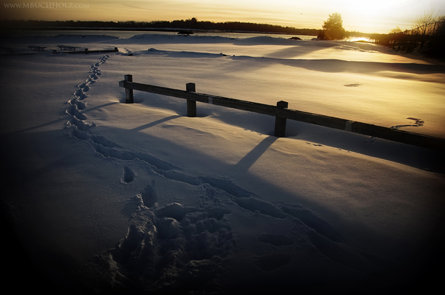 Sunset, Fort Stark State Historical Site, Winter; New Castle, NH