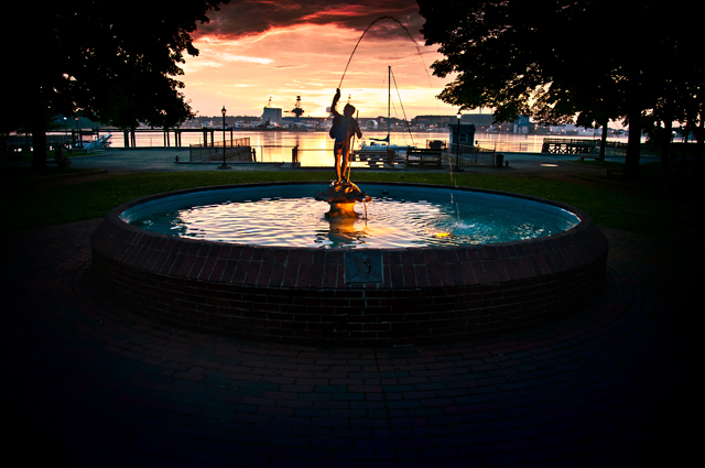 Fountain at Sunrise; Prescott Park, Portsmouth, NH