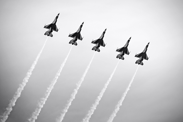 US Air Force F-16 Thunderbirds In Formation, 2011 Boston-Portsmouth Air Show; Portsmouth, NH