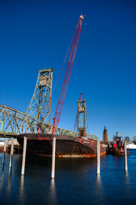 Barge, Memorial Bridge Demolition Preparation; Portsmouth, NH