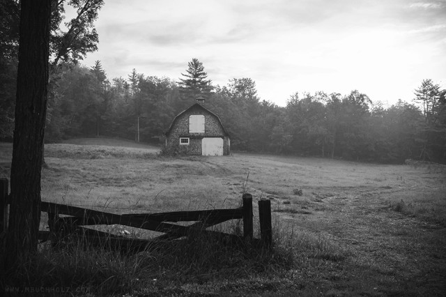 Barn, Fog, Black-and-White; Ossipee, NH