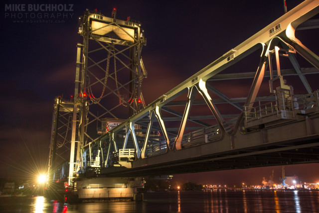 Illuminating the Memorial Bridge; Portsmouth, NH