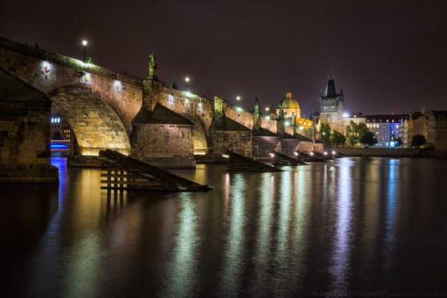 Charles Bridge At Night; Prague, Czech Republic