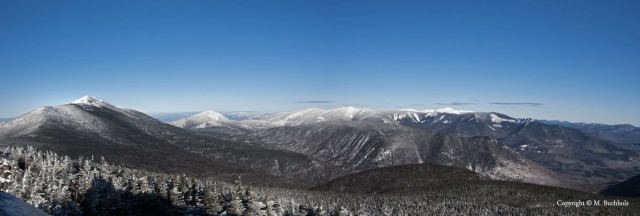 Panoramic View of the White Mountains in the Winter from Mt. Liberty