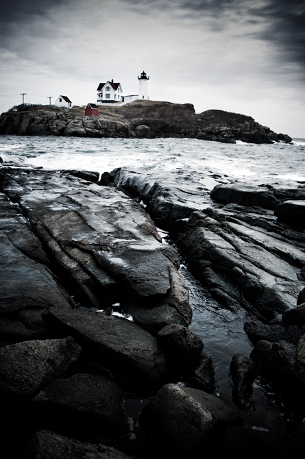 Overcast; Nubble Point Lighthouse, York, Maine