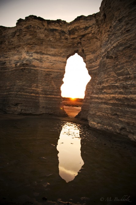 Monument Rocks National Natural Landmark at Sunrise; Grinnell, KS