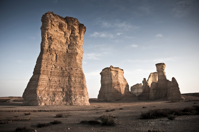 Monument Rocks at Sunrise; Kansas