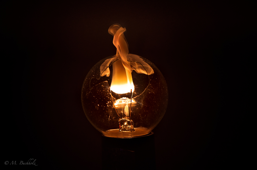 Burning light bulb filament