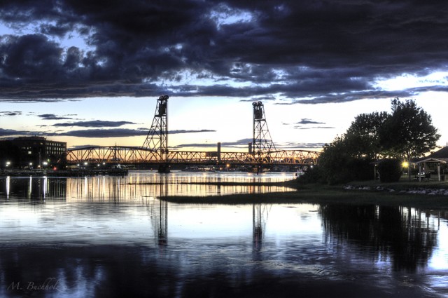 Memorial Bridge and Portsmouth Harbor at Sunset; Portsmouth, NH